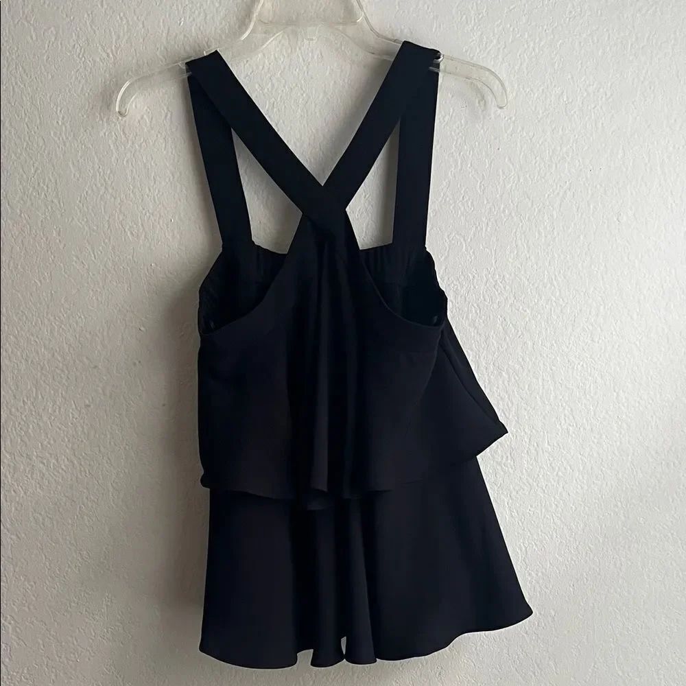 Amanda Uprichard Tiered Black Ruffle Top in Size M